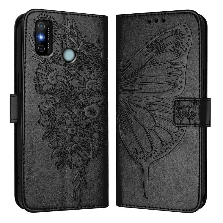 For Tecno Spark 6 Go / Go 2020 Embossed Butterfly Leather Phone Case