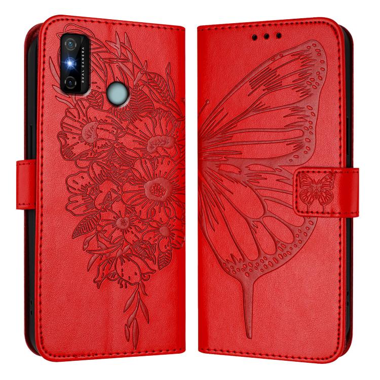 For Tecno Spark 6 Go / Go 2020 Embossed Butterfly Leather Phone Case