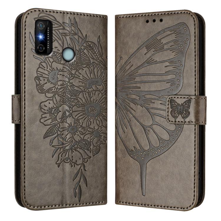 For Tecno Spark 6 Go / Go 2020 Embossed Butterfly Leather Phone Case