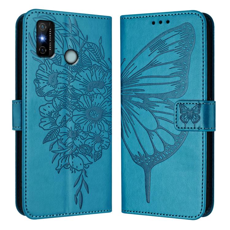 For Tecno Spark 6 Go / Go 2020 Embossed Butterfly Leather Phone Case
