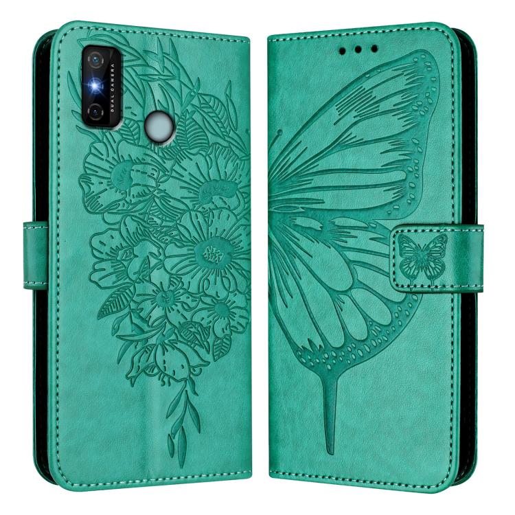 For Tecno Spark 6 Go / Go 2020 Embossed Butterfly Leather Phone Case