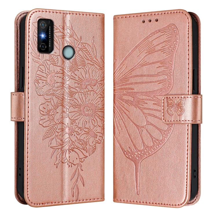 For Tecno Spark 6 Go / Go 2020 Embossed Butterfly Leather Phone Case