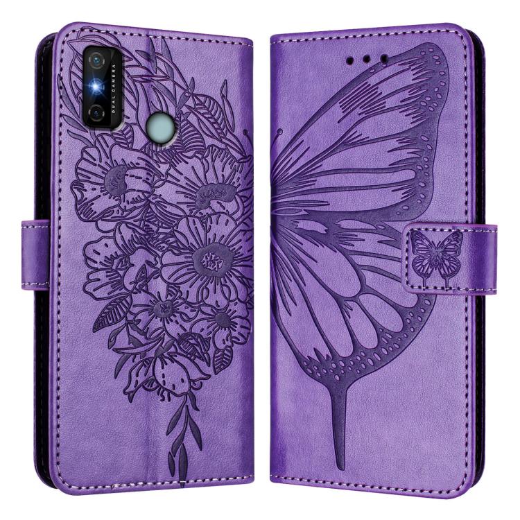 For Tecno Spark 6 Go / Go 2020 Embossed Butterfly Leather Phone Case