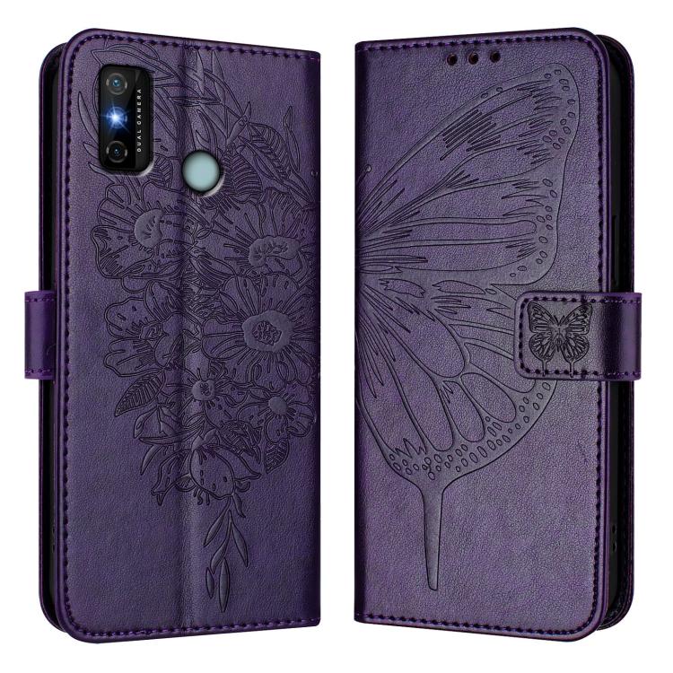 For Tecno Spark 6 Go / Go 2020 Embossed Butterfly Leather Phone Case
