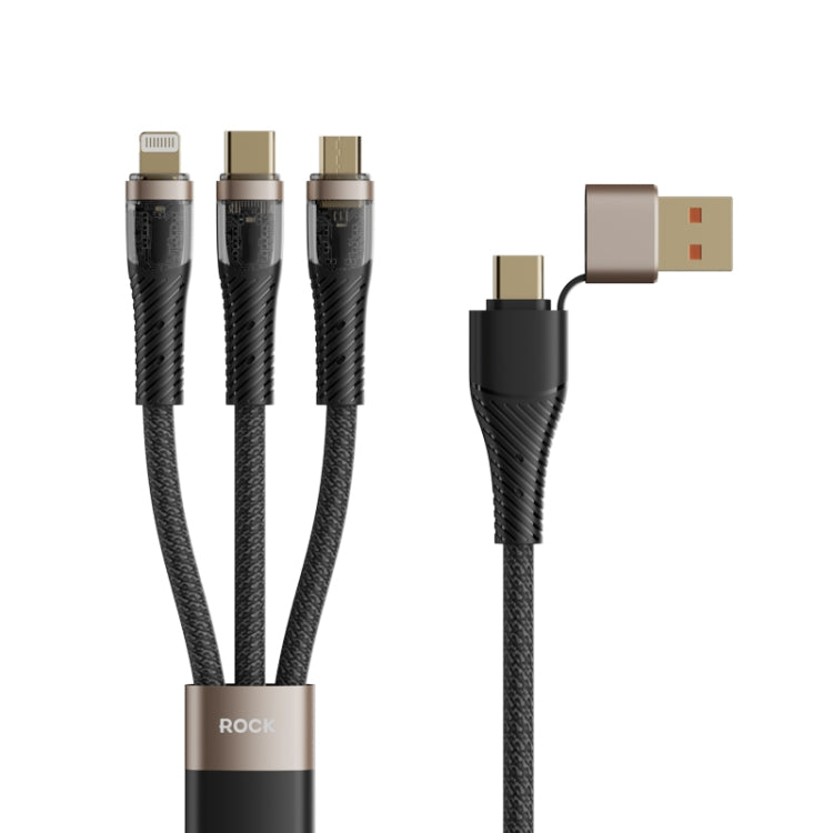 ROCK G20 Two to Three 5A USB+Type-C to 8 Pin+Type-C+Micro USB Fast Charging Data Cable, Length: 1.5m