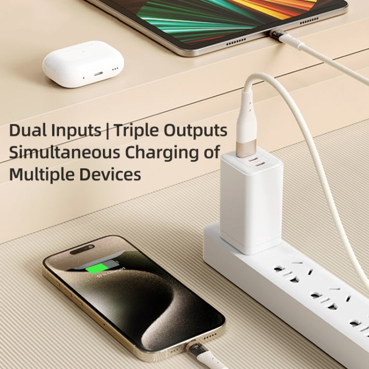 ROCK G20 Two to Three 5A USB+Type-C to 8 Pin+Type-C+Micro USB Fast Charging Data Cable, Length: 1.5m