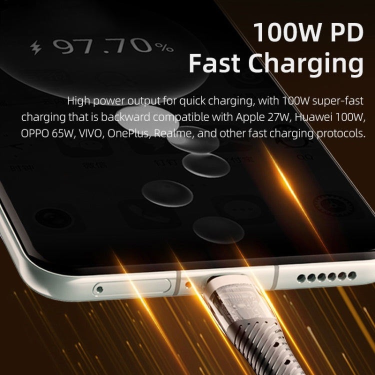 ROCK G20 Two to Three 5A USB+Type-C to 8 Pin+Type-C+Micro USB Fast Charging Data Cable, Length: 1.5m