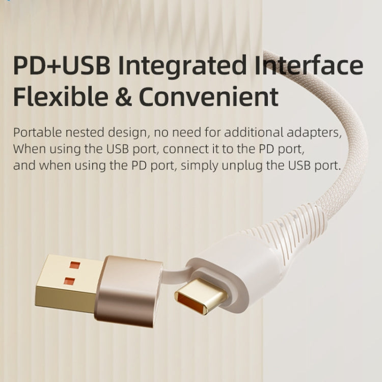 ROCK G20 Two to Three 5A USB+Type-C to 8 Pin+Type-C+Micro USB Fast Charging Data Cable, Length: 1.5m
