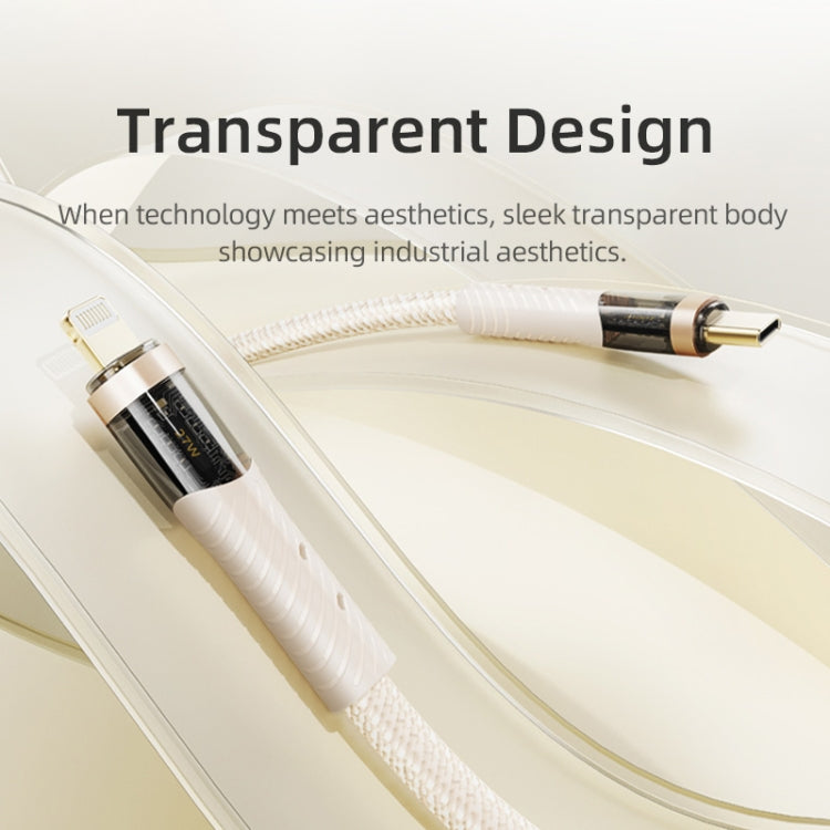ROCK G20 2 in 1 5A USB-C/Type-C to USB-C/Type-C+8 Pin Transparent Fast Charging Data Cable, Length: 1.5m - Beige
