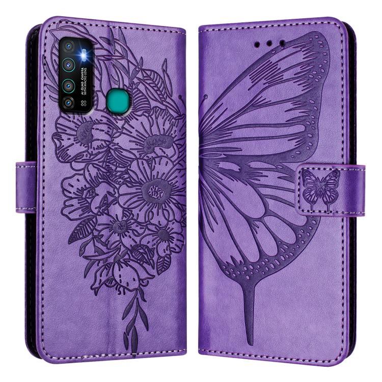 For Infinix Hot 9 / 9 Pro Embossed Butterfly Leather Phone Case
