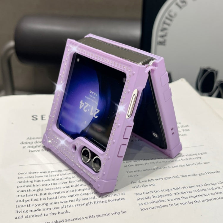 For Samsung Galaxy Z Flip4 5G PC Full Diamond Shockproof Folding Phone Case with Swan Logo