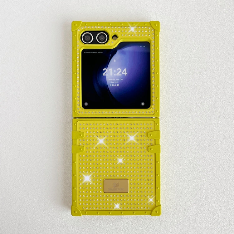 For Samsung Galaxy Z Flip4 5G PC Full Diamond Shockproof Folding Phone Case with Swan Logo