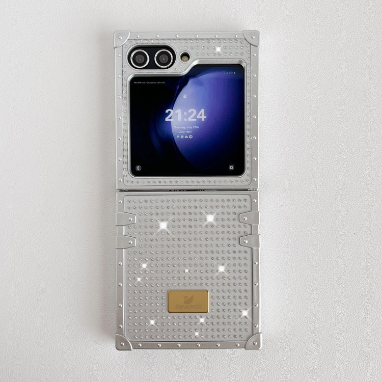For Samsung Galaxy Z Flip5 5G PC Full Diamond Shockproof Folding Phone Case with Swan Logo