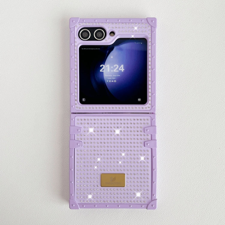 For Samsung Galaxy Z Flip5 5G PC Full Diamond Shockproof Folding Phone Case with Swan Logo