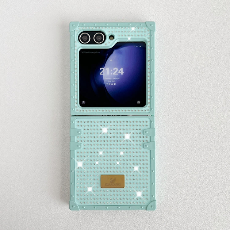 For Samsung Galaxy Z Flip5 5G PC Full Diamond Shockproof Folding Phone Case with Swan Logo