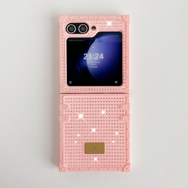 For Samsung Galaxy Z Flip6 / Flip7 FE PC Full Diamond Shockproof Folding Phone Case with Swan Logo