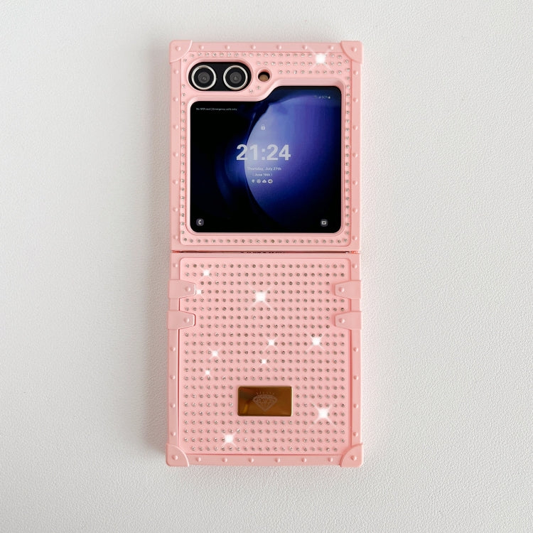 For Samsung Galaxy Z Flip5 5G PC Full Diamond Shockproof Folding Phone Case with Diamond Logo