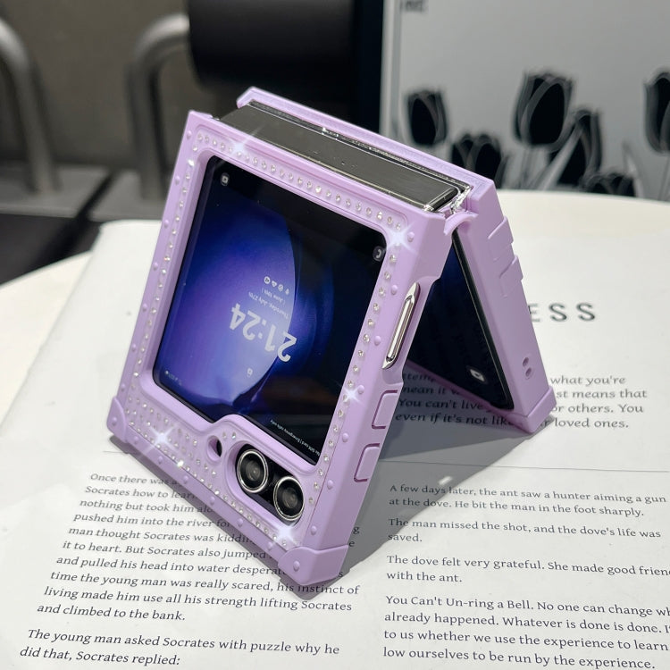 For Samsung Galaxy Z Flip4 5G PC Full Diamond Shockproof Folding Phone Case with Diamond Logo