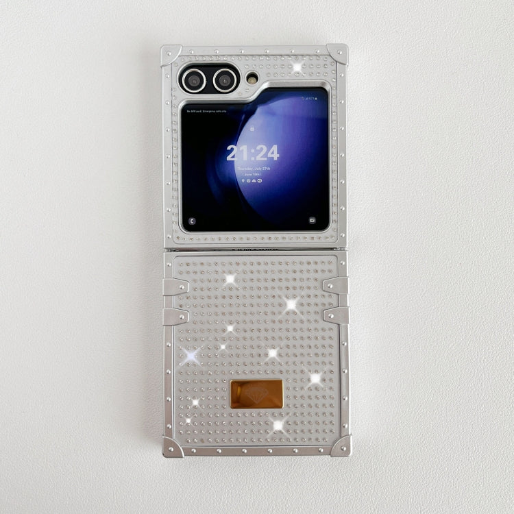 For Samsung Galaxy Z Flip4 5G PC Full Diamond Shockproof Folding Phone Case with Diamond Logo