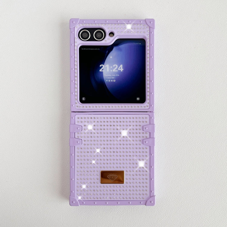 For Samsung Galaxy Z Flip4 5G PC Full Diamond Shockproof Folding Phone Case with Diamond Logo