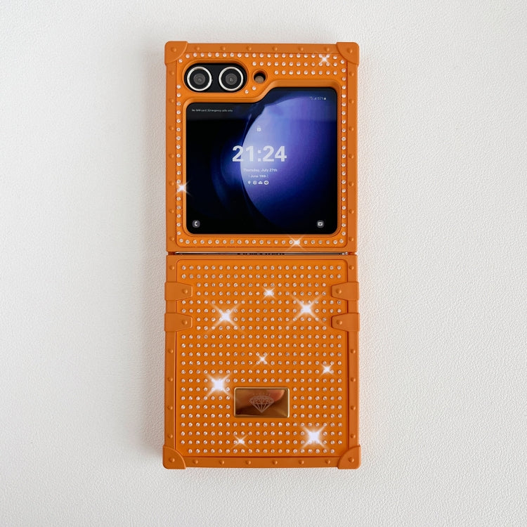For Samsung Galaxy Z Flip4 5G PC Full Diamond Shockproof Folding Phone Case with Diamond Logo