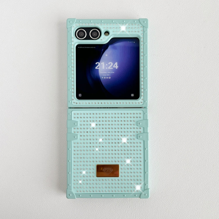 For Samsung Galaxy Z Flip4 5G PC Full Diamond Shockproof Folding Phone Case with Diamond Logo