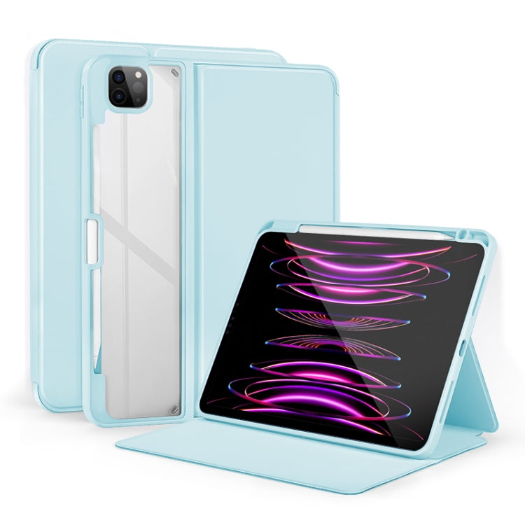 For iPad Pro 11 2022/2021/2020/2018 2-Fold Clear Acrylic Leather Tablet Case