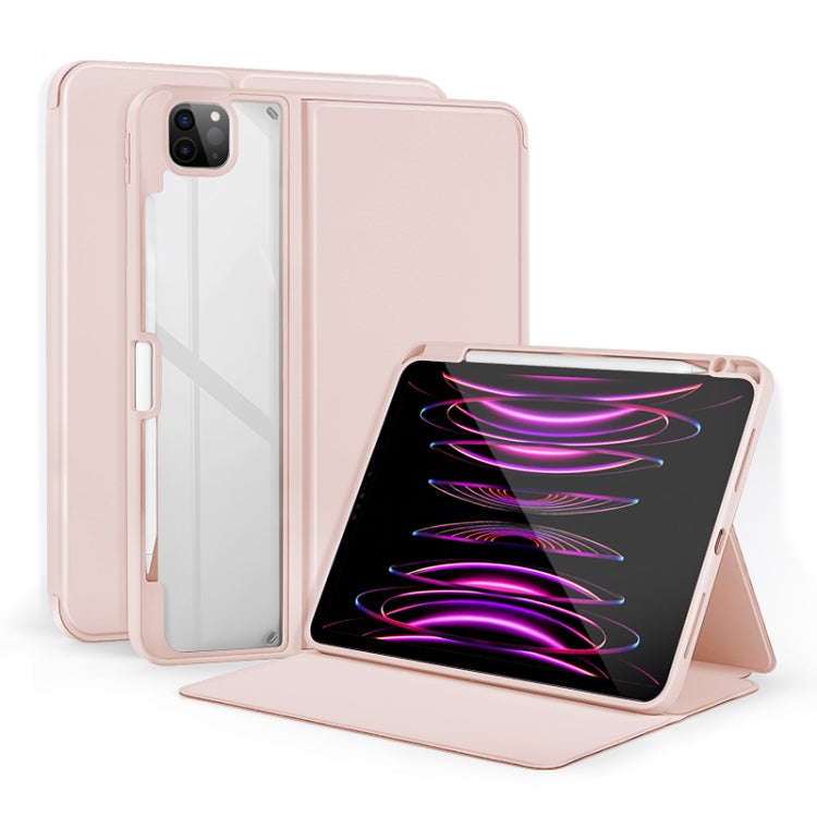 For iPad Pro 11 2022/2021/2020/2018 2-Fold Clear Acrylic Leather Tablet Case