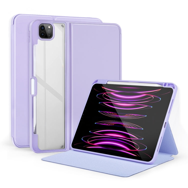 For iPad Pro 11 2022/2021/2020/2018 2-Fold Clear Acrylic Leather Tablet Case