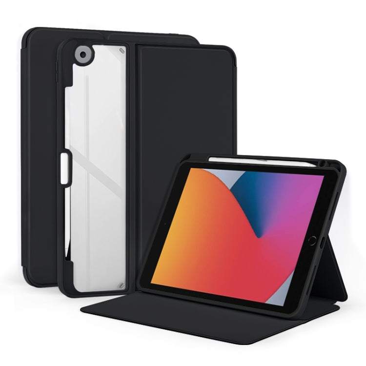 For iPad 10.2 2021 / 2020 2-Fold Clear Acrylic Leather Tablet Case