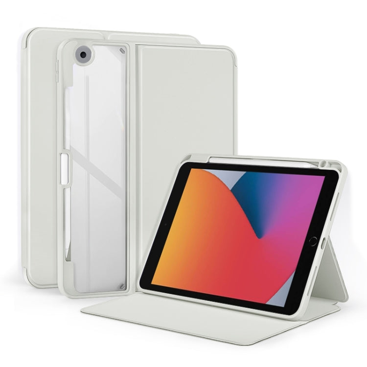 For iPad 10.2 2021 / 2020 2-Fold Clear Acrylic Leather Tablet Case
