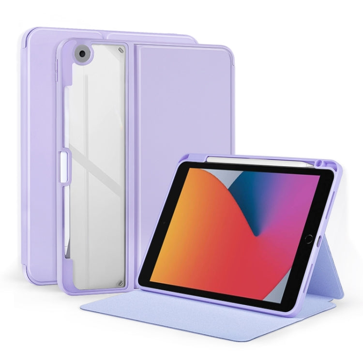 For iPad 10.2 2021 / 2020 2-Fold Clear Acrylic Leather Tablet Case