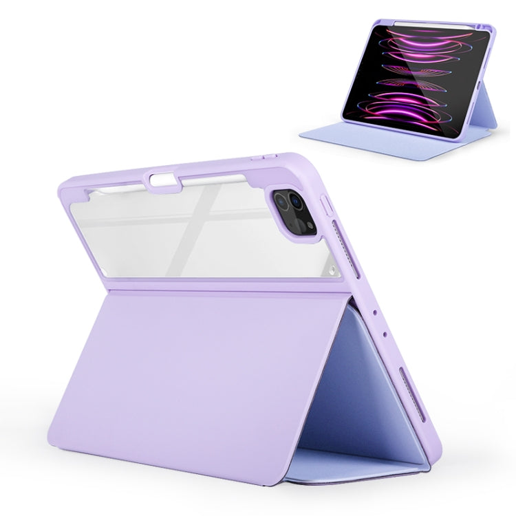 For iPad Pro 11 2022/2021/2020/2018 2-Fold Clear Acrylic Leather Tablet Case