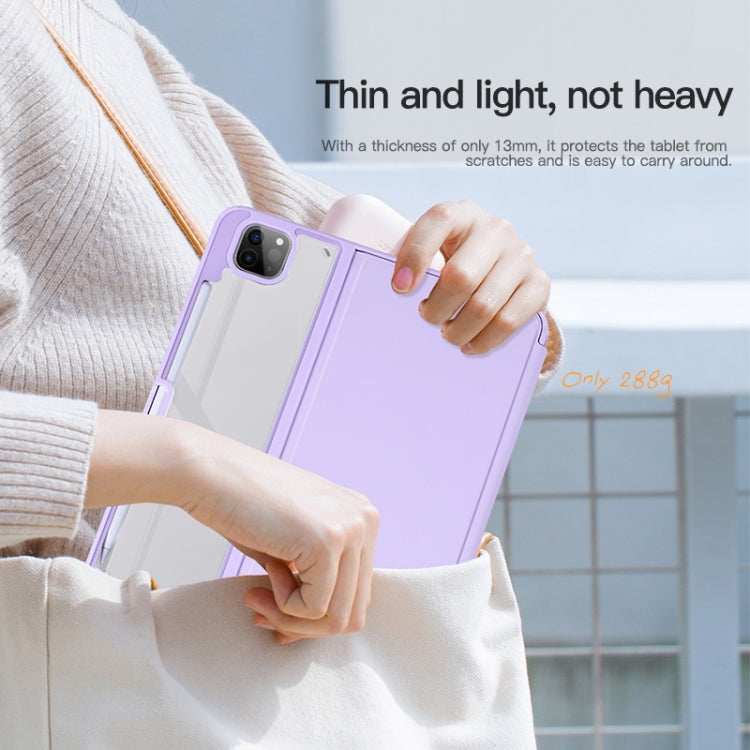 For iPad Pro 11 2022/2021/2020/2018 2-Fold Clear Acrylic Leather Tablet Case
