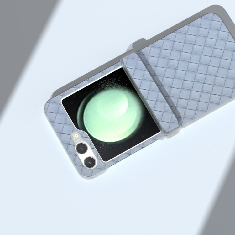 For Samsung Galaxy Z Flip5 5G 3 in 1 Woven Texture Frosted Translucent Frame PU Phone Case