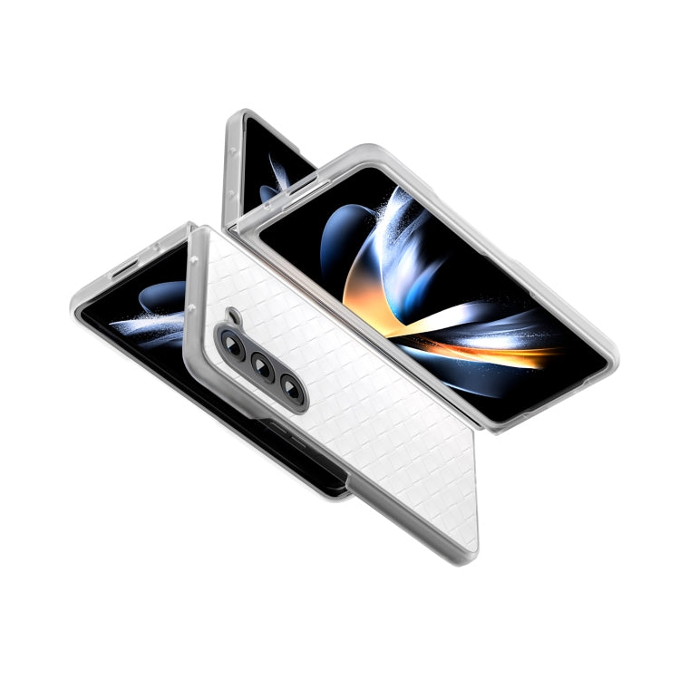 For Samsung Galaxy Z Fold5 5G Woven Texture Frosted Translucent Frame PU Phone Case
