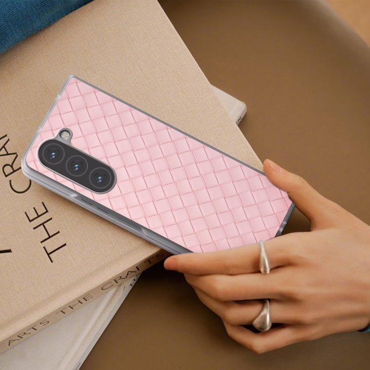 For Samsung Galaxy Z Fold5 5G Woven Texture Frosted Translucent Frame PU Phone Case