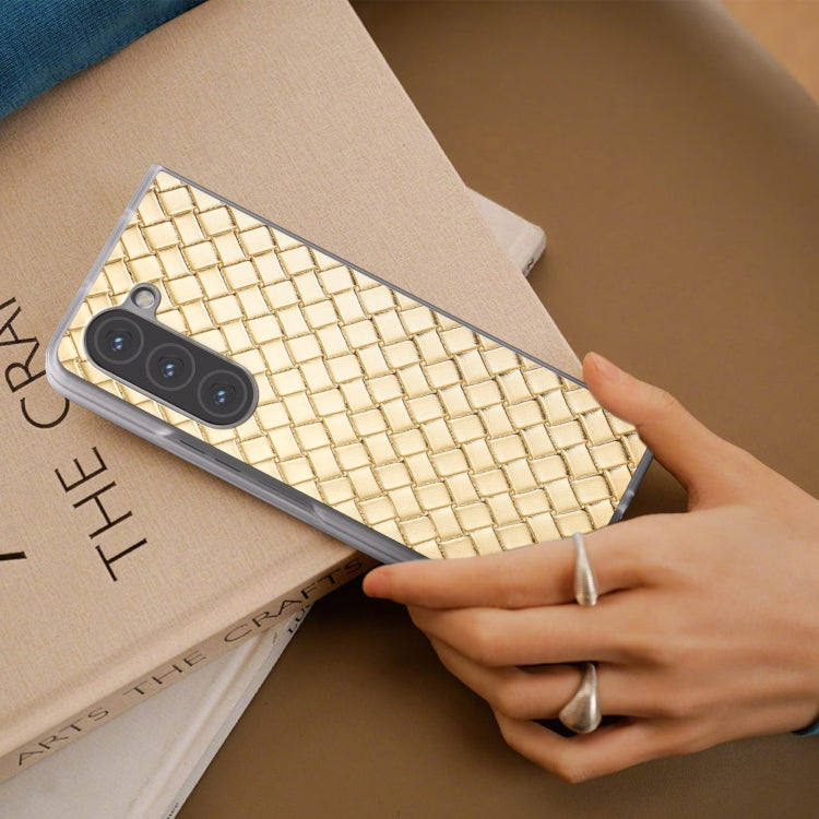 For Samsung Galaxy Z Fold5 5G Woven Texture Frosted Translucent Frame PU Phone Case