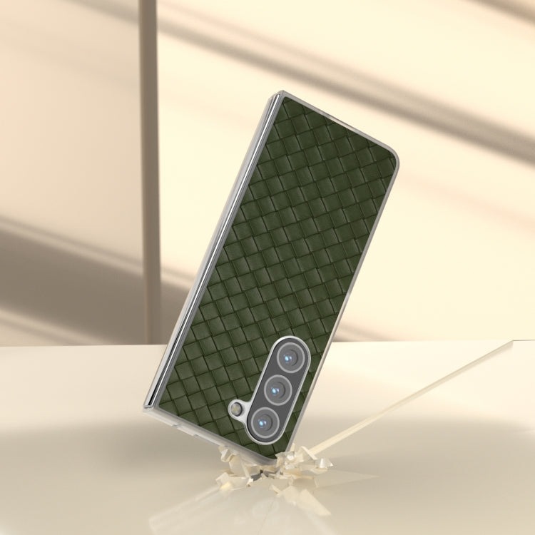For Samsung Galaxy Z Fold5 5G Woven Texture Frosted Translucent Frame PU Phone Case