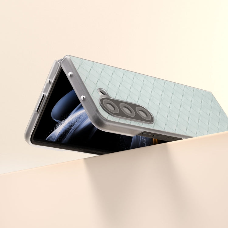 For Samsung Galaxy Z Fold5 5G Woven Texture Frosted Translucent Frame PU Phone Case