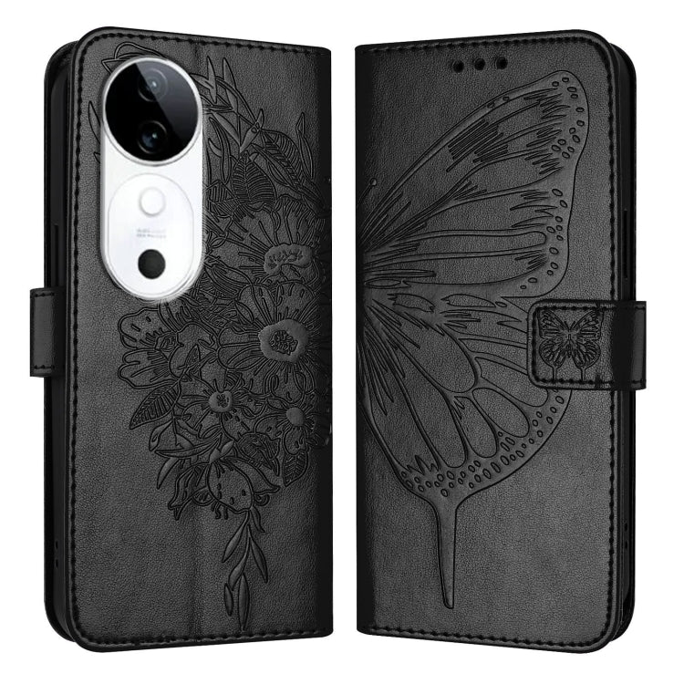 For vivo S19 Embossed Butterfly Leather Phone Case