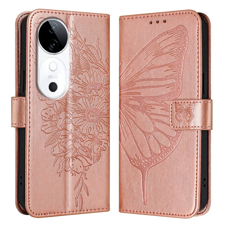 For vivo S19 Embossed Butterfly Leather Phone Case