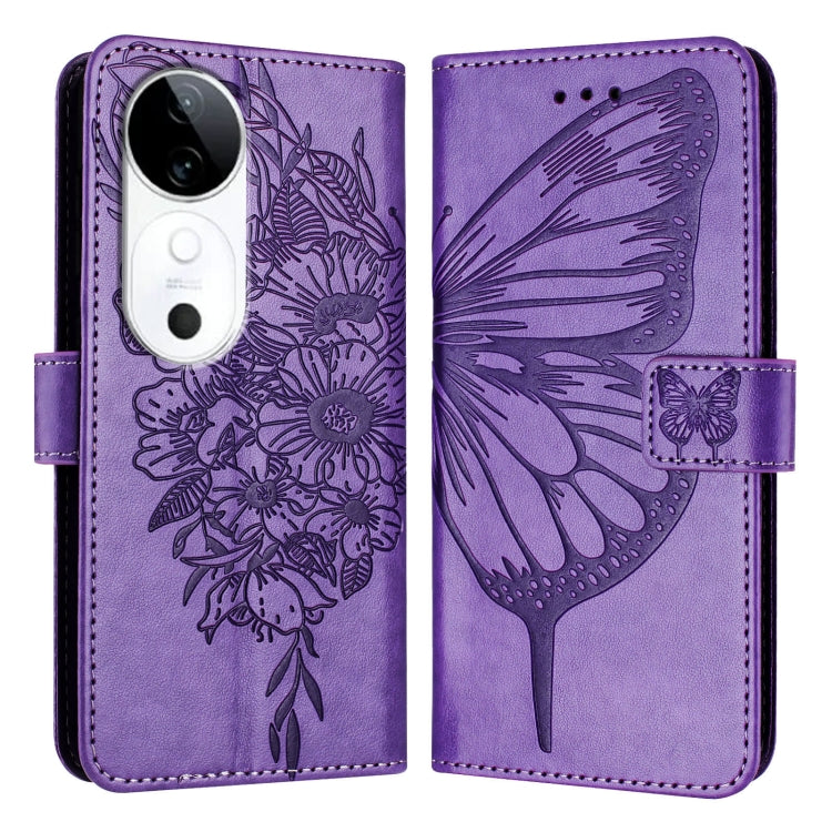 For vivo S19 Embossed Butterfly Leather Phone Case
