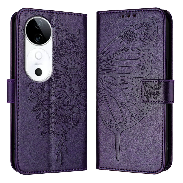 For vivo S19 Embossed Butterfly Leather Phone Case