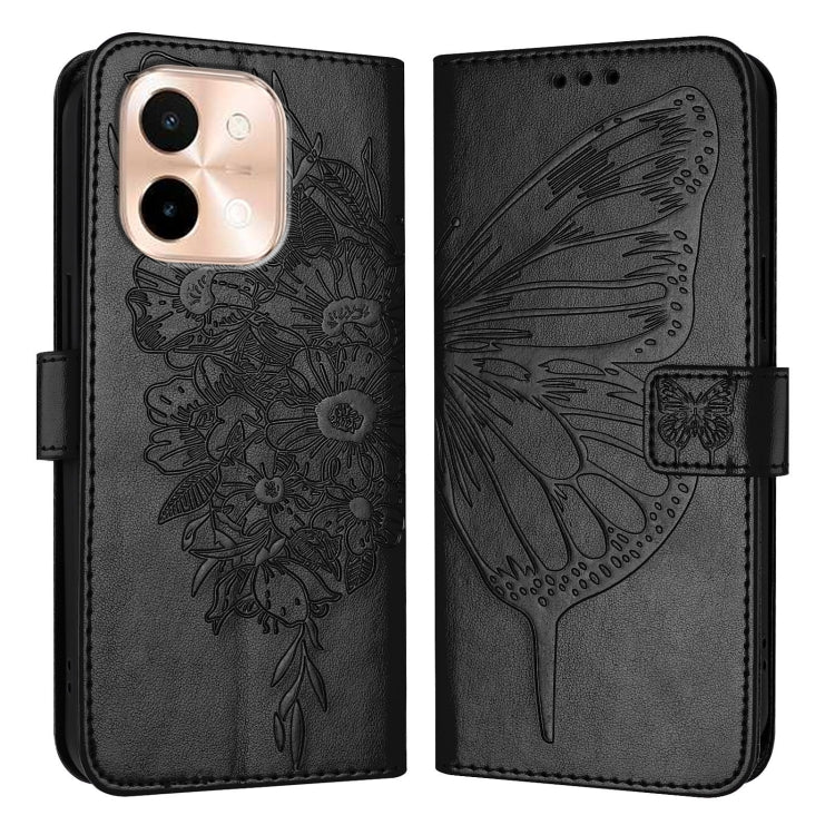For vivo Y28 4G Embossed Butterfly Leather Phone Case