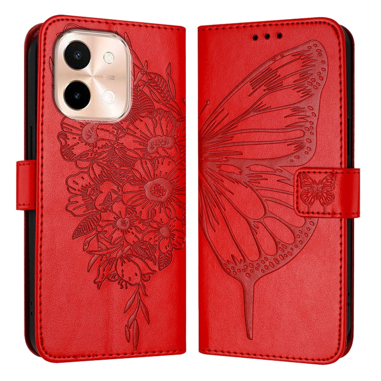 For vivo Y28 4G Embossed Butterfly Leather Phone Case