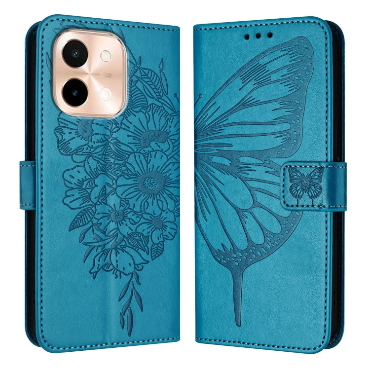 For vivo Y28 4G Embossed Butterfly Leather Phone Case
