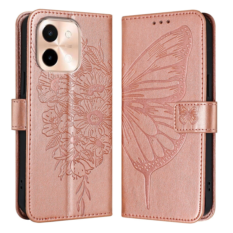 For vivo Y28 4G Embossed Butterfly Leather Phone Case