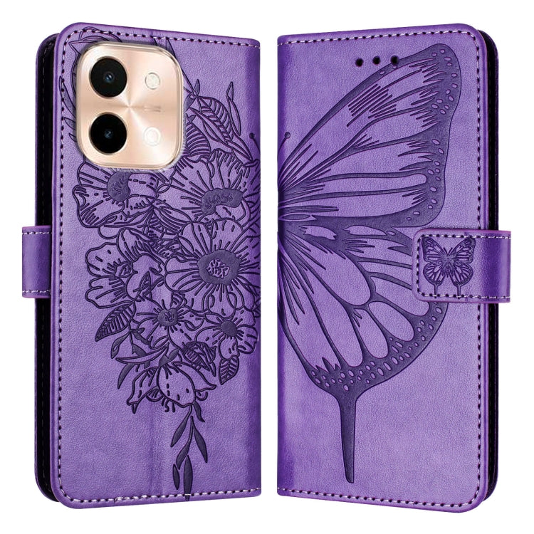 For vivo Y28 4G Embossed Butterfly Leather Phone Case