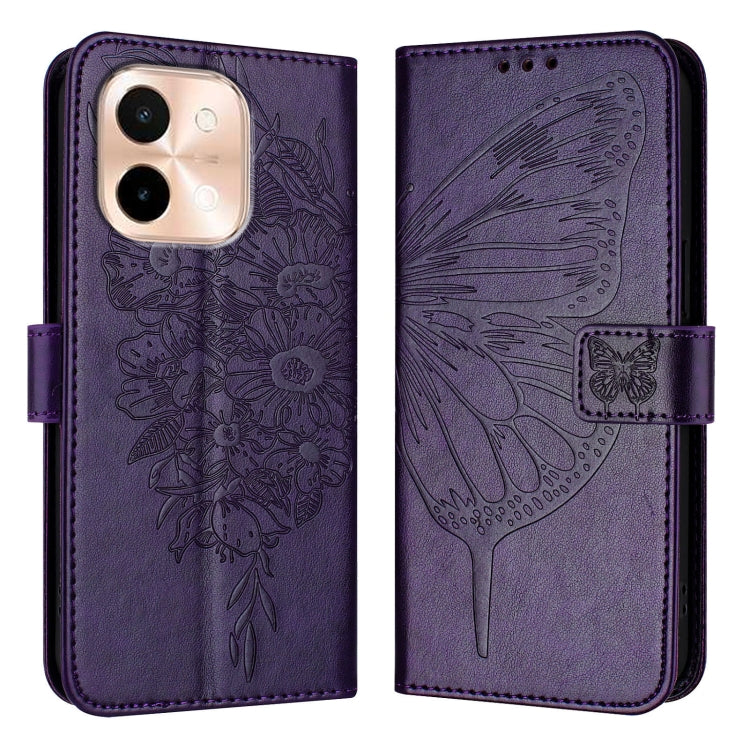 For vivo Y28 4G Embossed Butterfly Leather Phone Case